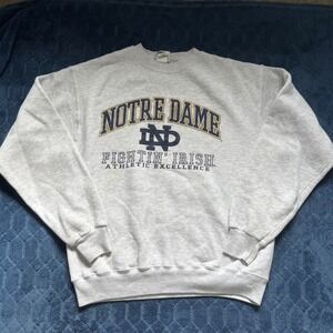 Vintage Notre Dame Sweatshirt Mens Extra Large Gray Pullover NCAA Nutmeg 90s